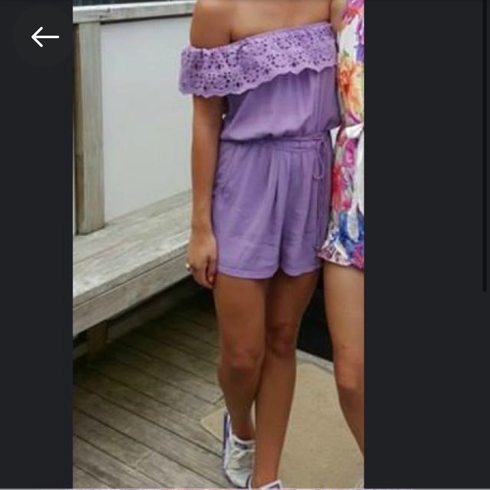 TIGERLILY Lozents Lilac Mauve Broderie Off The Shoulder Playsuit NWT RRP$170 - Picture 7 of 16